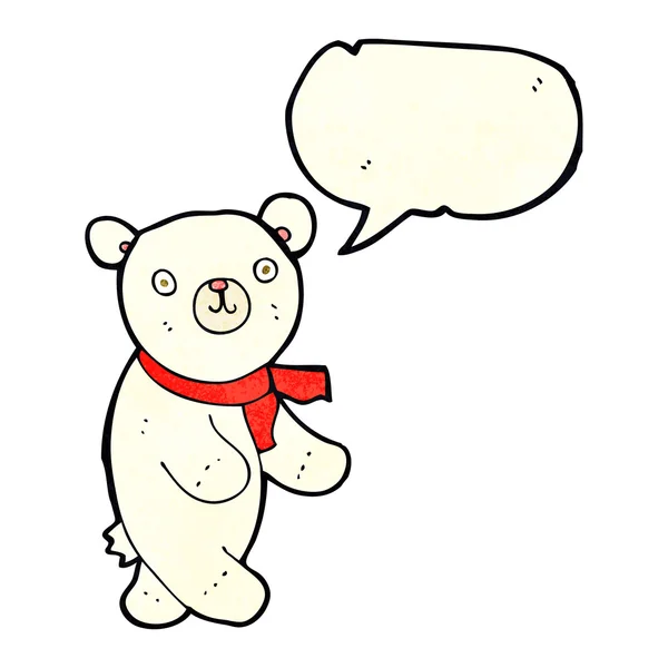 Cute cartoon polar teddy bear with speech bubble — Stock Vector