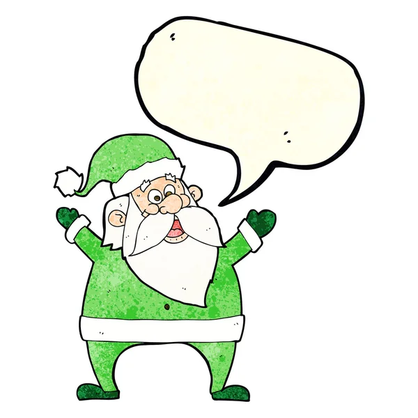 Jolly santa cartoon met spraakbel — Stockvector