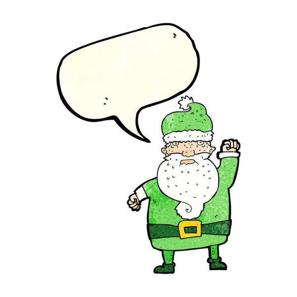 Dessin animé santa claus en colère avec bulle de parole — Image vectorielle