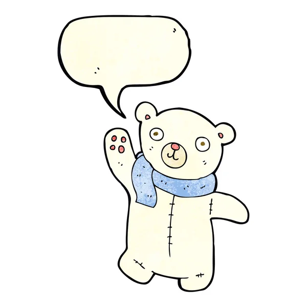 Söta tecknade polar nallebjörn med pratbubblan — Stock vektor