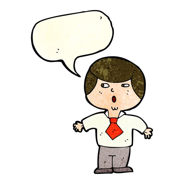 Cartoon shocked boy with speech bubble — Stock Vector