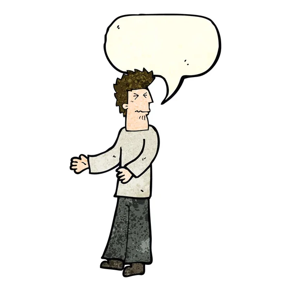 Καρτούν αηδιασμένος άνθρωπος με φούσκα ομιλία — Διανυσματικό Αρχείο