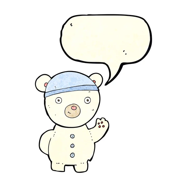 Cartoon polar bear cub with speech bubble — Stock Vector