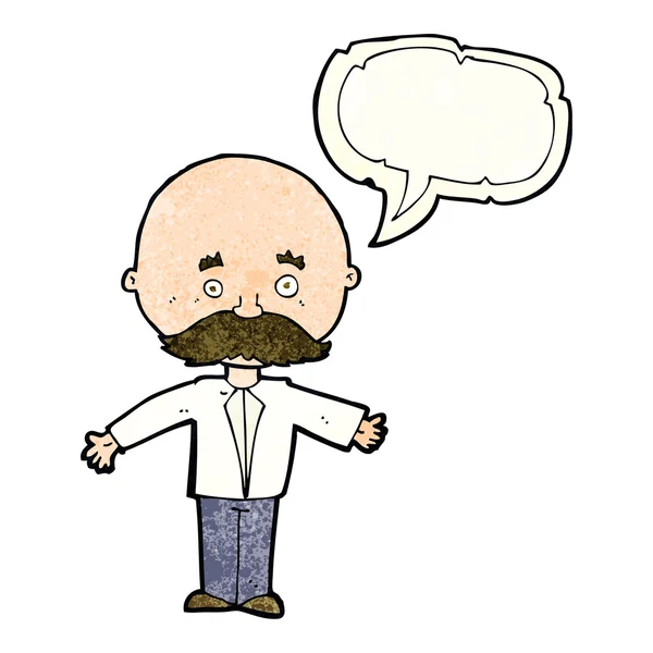 Homem dos desenhos animados com bigode com bolha de fala — Vetor de Stock