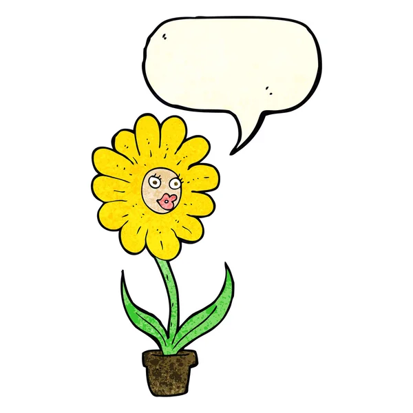 Cartoon flower with speech bubble — Stock Vector