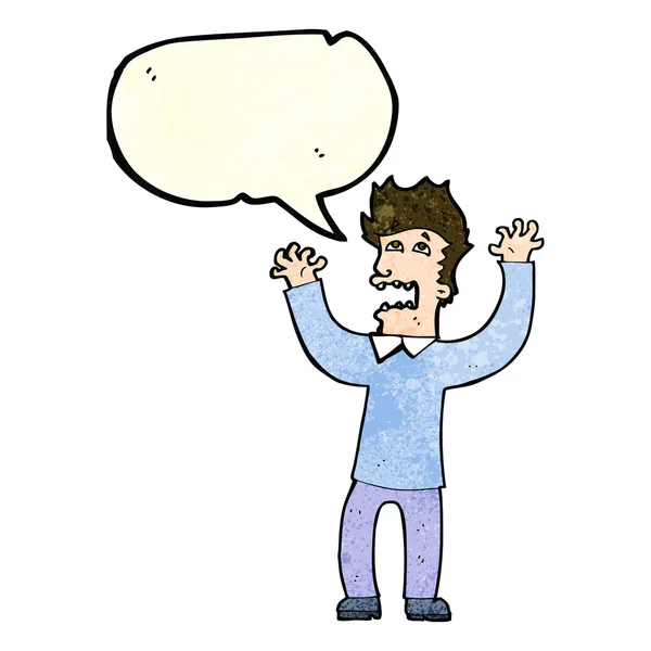 Karikatur erschreckt Mann mit Sprechblase — Stockvektor