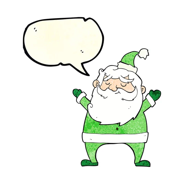 Jolly santa cartoon with speech bubble — Stock Vector