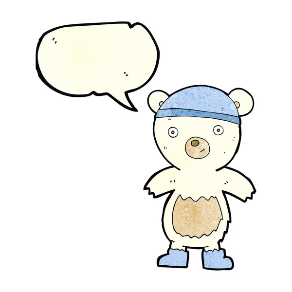 Cartone animato carino orso polare con bolla discorso — Vettoriale Stock