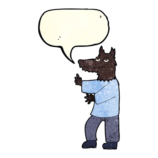 Loup-garou dessin animé avec bulle de parole — Image vectorielle