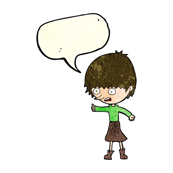 Femme dessin animé soulignant avec bulle de parole — Image vectorielle