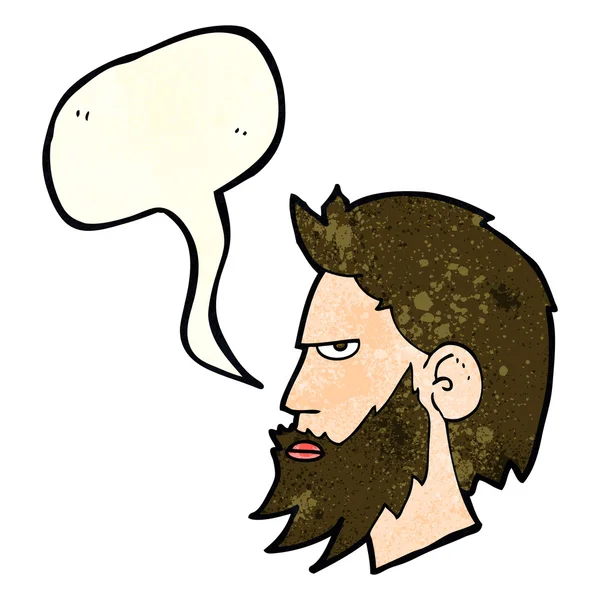 Мультяшный человек с бородой и речевым пузырем — стоковый вектор