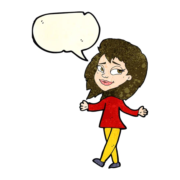 Стрес вільна жінка мультфільм з бульбашкою мовлення — стоковий вектор