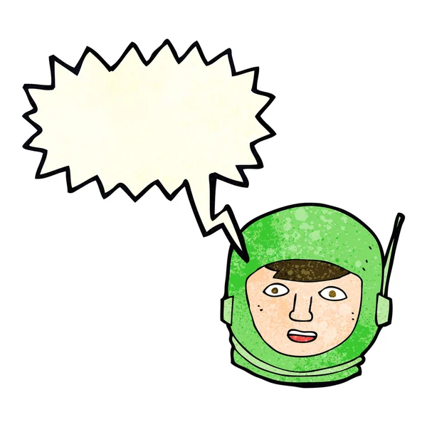 Cabeza de astronauta de dibujos animados con burbuja de habla — Vector de stock