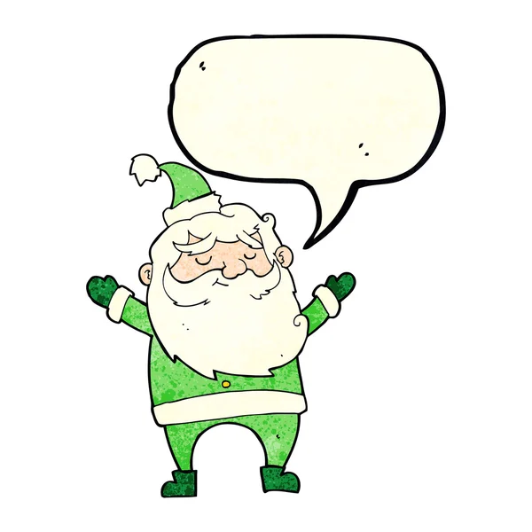 Cartoon happy santa claus with speech bubble — Stock Vector