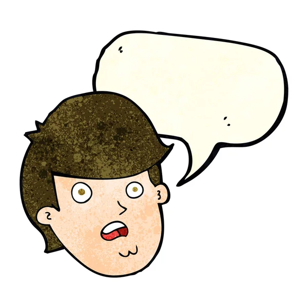 Homme dessin animé avec gros menton avec bulle de parole — Image vectorielle