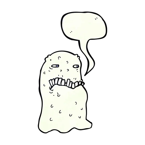 Desenho animado fantasma grosseiro com bolha de fala — Vetor de Stock