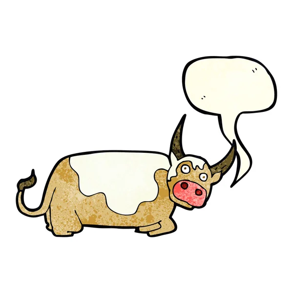 Toro de dibujos animados con burbuja de habla — Vector de stock