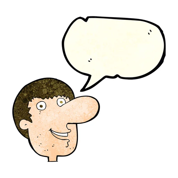 Dibujos animados cara masculina feliz con burbuja de habla — Archivo Imágenes Vectoriales