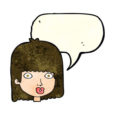 Karikatür, konuşma balonlu kadını şaşırttı.