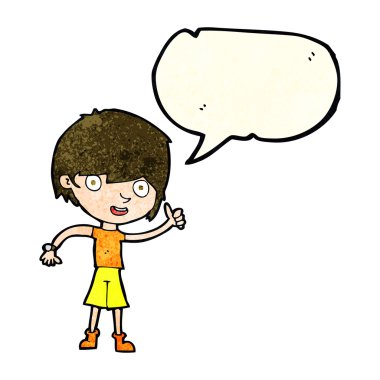 çizgi film çocuk konuşma balonu ile olumlu tutum ile