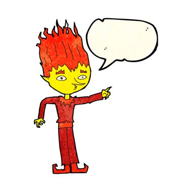 ateş ruhu karikatür konuşma balonu ile