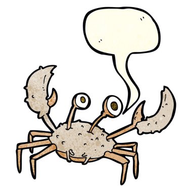 Konuşma baloncuklu çizgi film yengeci