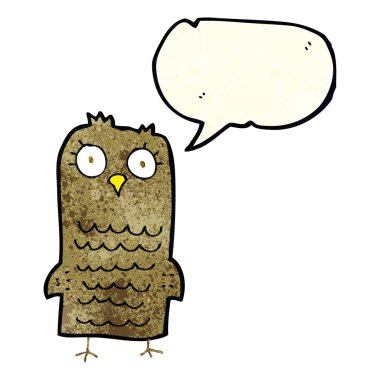 Konuşma baloncuklu çizgi film baykuşu