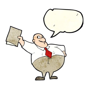 karikatür mutlu patron ile konuşma balonu ile dosya