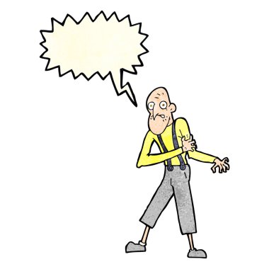 Karikatür ihtiyarı konuşma baloncuğuyla kalp krizi geçiriyor.