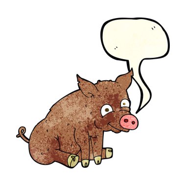 çizgi film mutlu domuz konuşma balonu ile