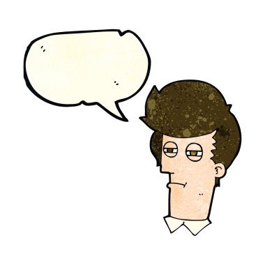 çizgi film adam konuşma balonu ile daralmış gözlerle