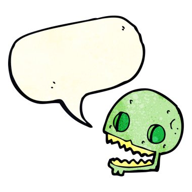 Konuşma baloncuklu garip kafatası