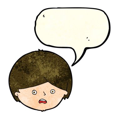 Konuşma balonu olan mutsuz çocuk çizgi filmi.