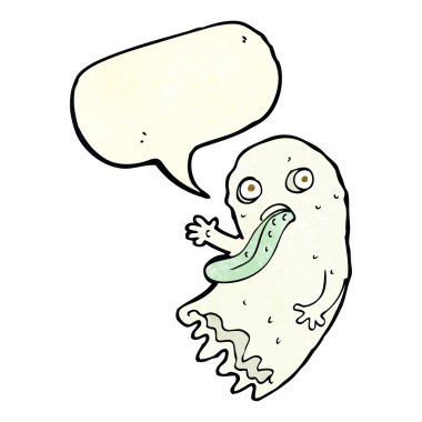 Konuşma balonlu iğrenç çizgi film hayaleti.