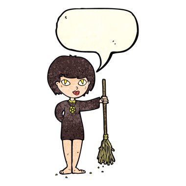 çizgi film güzel cadı kız konuşma balonu ile