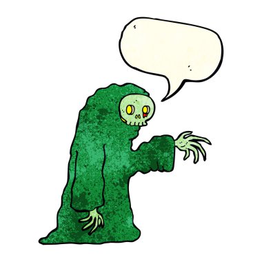 Konuşma baloncuklu tuhaf cadılar bayramı kostümü.