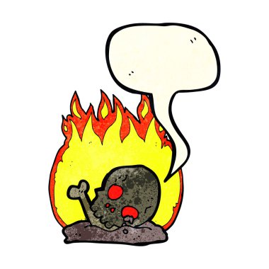 karikatür konuşma balonu ile eski kemikleri yakma