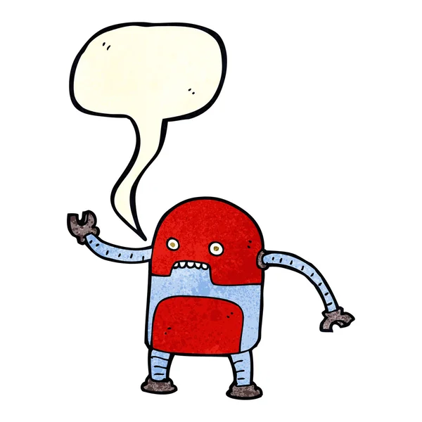 Lustiger Cartoon Roboter mit Sprechblase — Stockvektor