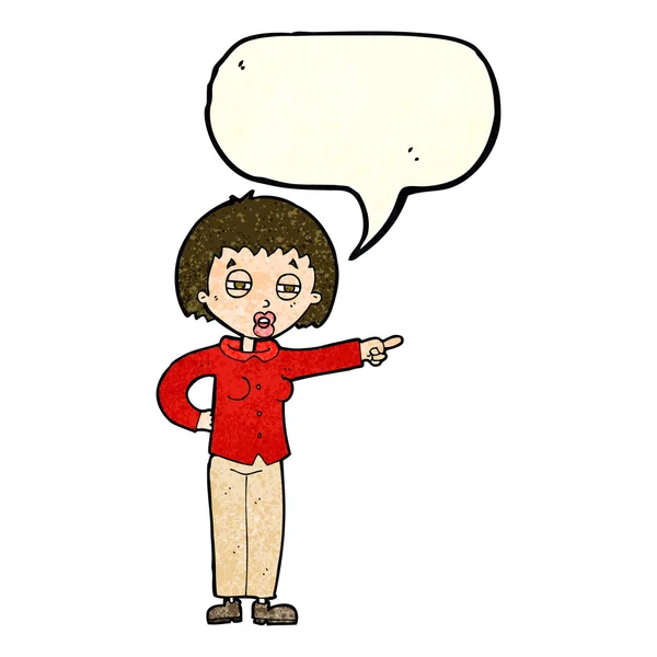 Cartoon woman telling off with speech bubble — Stock Vector