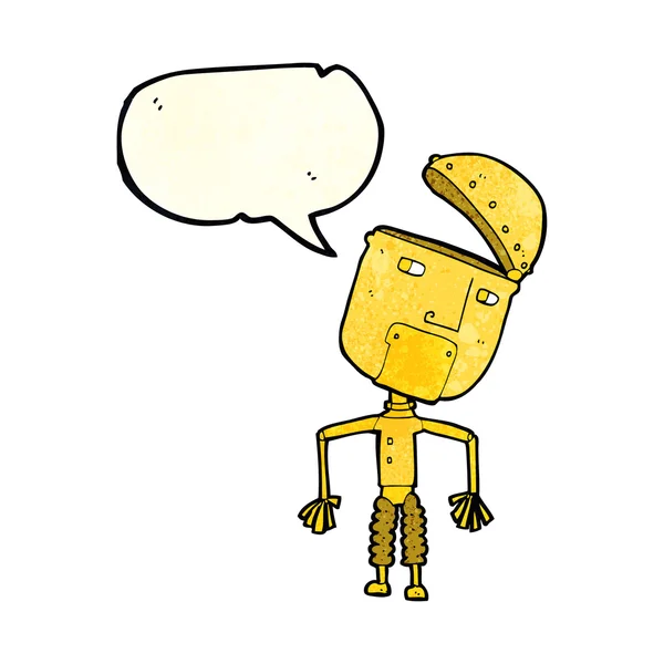 Desenho animado robô engraçado com bolha de fala — Vetor de Stock