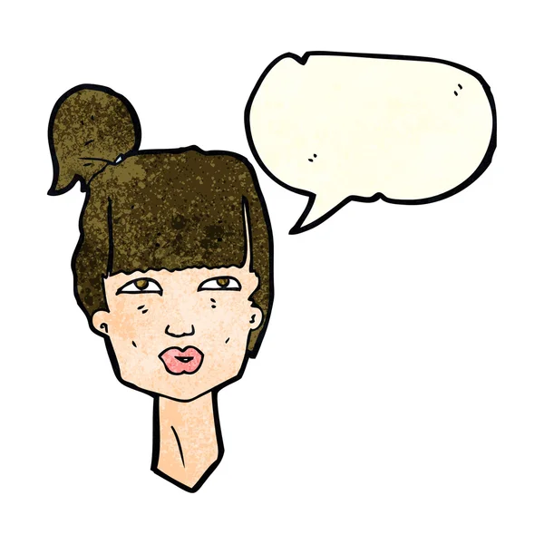 Cartoon female head with speech bubble — Stock Vector