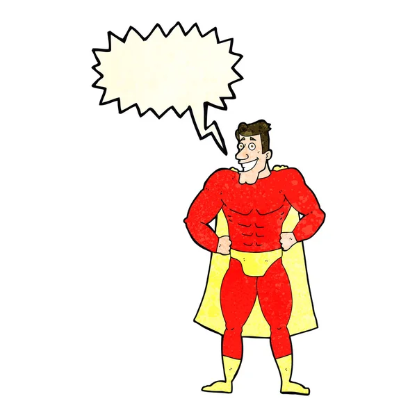 Superhéroe de dibujos animados con burbuja de habla — Archivo Imágenes Vectoriales