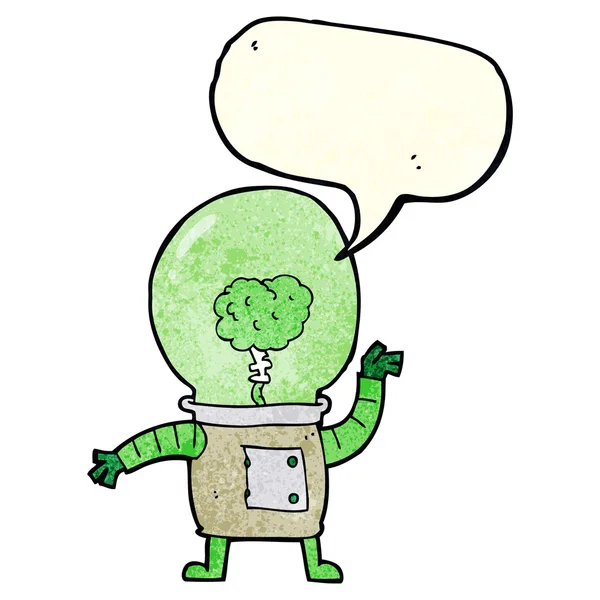 Cartoon robot cyborg with speech bubble — Stock Vector