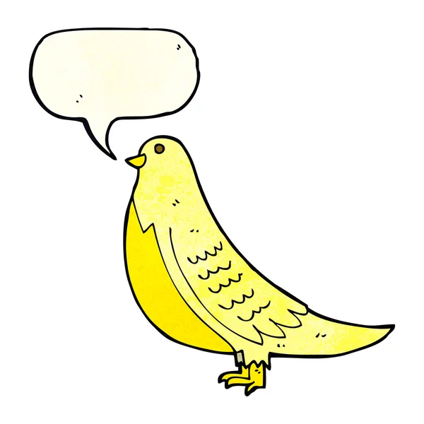 Pájaro de dibujos animados con burbuja del habla — Vector de stock