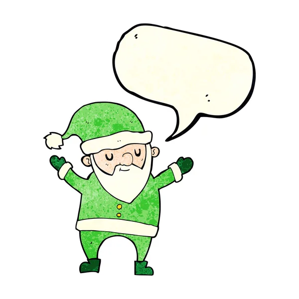 Cartoon tanzt Weihnachtsmann mit Sprechblase — Stockvektor