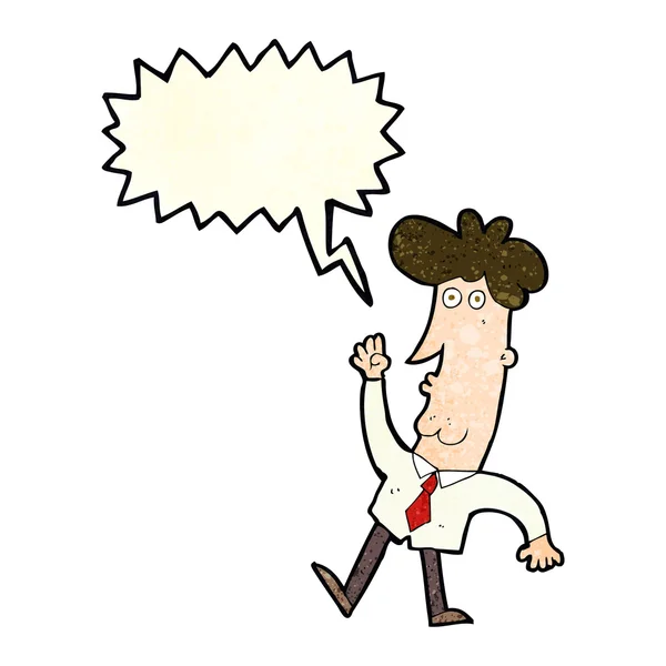 Cartoon homem de escritório com bolha de fala — Vetor de Stock