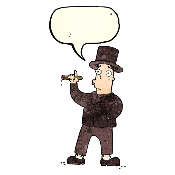 Cartoon smoking gentleman with speech bubble — Stock Vector