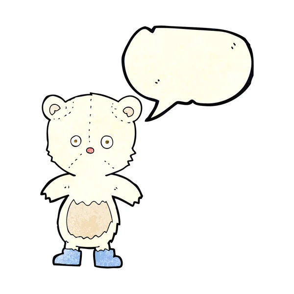 Cartoon polar bear cub with speech bubble — Stock Vector