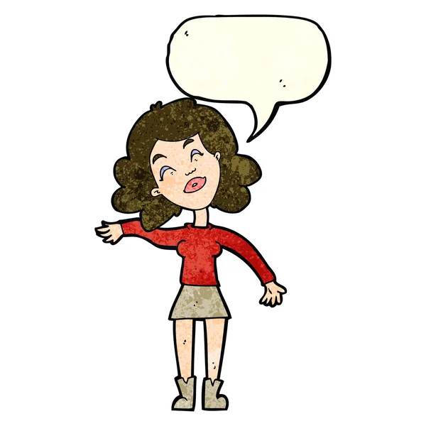 Cartoon woman only joking with speech bubble — Stock Vector
