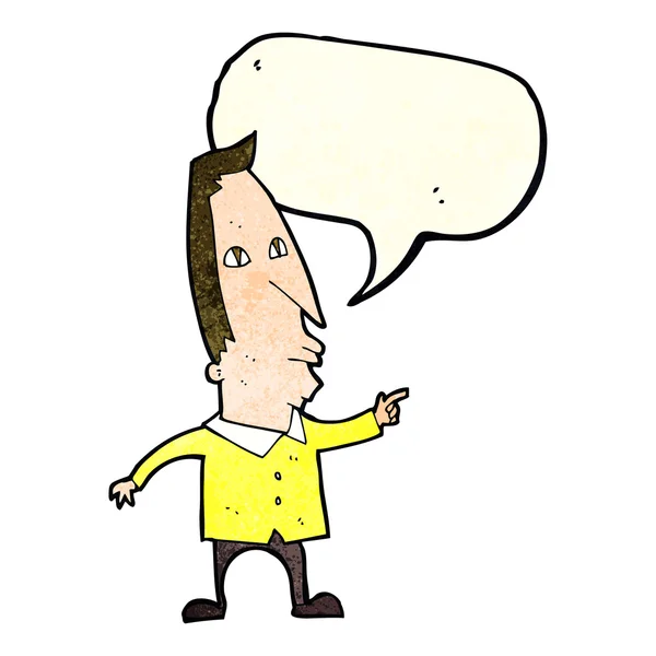 Karikatura ukazující muž s bublinou řeči — Stockový vektor